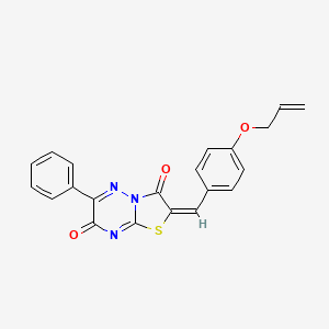 molecular formula C21H15N3O3S B11972725 6-phenyl-2-{[4-(prop-2-en-1-yloxy)phenyl]methylidene}-2H,3H,7H-[1,3]thiazolo[3,2-b][1,2,4]triazine-3,7-dione 
