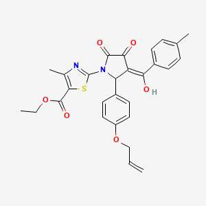 molecular formula C28H26N2O6S B11972731 Ethyl 2-[2-[4-(allyloxy)phenyl]-4-hydroxy-3-(4-methylbenzoyl)-5-oxo-2,5-dihydro-1H-pyrrol-1-YL]-4-methyl-1,3-thiazole-5-carboxylate 