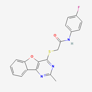 molecular formula C19H14FN3O2S B1197275 N-(4-fluorophenyl)-2-[(2-methyl-4-benzofuro[3,2-d]pyrimidinyl)thio]acetamide 