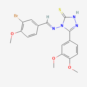 molecular formula C18H17BrN4O3S B11972833 4-{[(E)-(3-bromo-4-methoxyphenyl)methylidene]amino}-5-(3,4-dimethoxyphenyl)-4H-1,2,4-triazole-3-thiol 