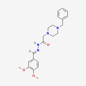molecular formula C22H28N4O3 B11972845 2-(4-benzyl-1-piperazinyl)-N'-[(E)-(3,4-dimethoxyphenyl)methylidene]acetohydrazide 
