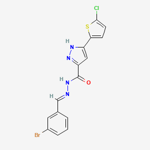 molecular formula C15H10BrClN4OS B11972881 N'-(3-Bromobenzylidene)-3-(5-chloro-2-thienyl)-1H-pyrazole-5-carbohydrazide CAS No. 302918-69-0