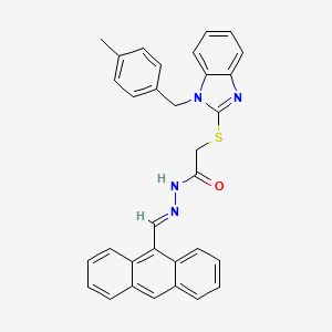 molecular formula C32H26N4OS B11972952 N'-[(E)-9-anthrylmethylidene]-2-{[1-(4-methylbenzyl)-1H-benzimidazol-2-yl]thio}acetohydrazide 