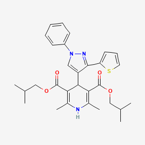 molecular formula C30H35N3O4S B11973003 diisobutyl 2,6-dimethyl-4-[1-phenyl-3-(2-thienyl)-1H-pyrazol-4-yl]-1,4-dihydro-3,5-pyridinedicarboxylate 