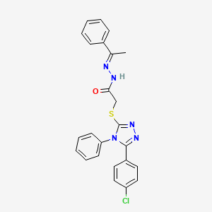 molecular formula C24H20ClN5OS B11973064 2-{[5-(4-Chlorophenyl)-4-phenyl-4H-1,2,4-triazol-3-YL]sulfanyl}-N'-[(E)-1-phenylethylidene]acetohydrazide 