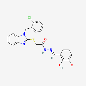 molecular formula C24H21ClN4O3S B11973121 2-{[1-(2-chlorobenzyl)-1H-benzimidazol-2-yl]sulfanyl}-N'-[(E)-(2-hydroxy-3-methoxyphenyl)methylidene]acetohydrazide 