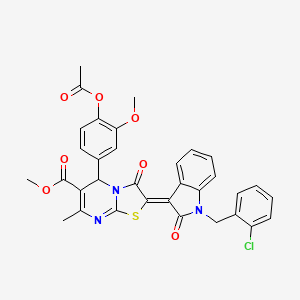 molecular formula C33H26ClN3O7S B11973221 methyl (2Z)-5-[4-(acetyloxy)-3-methoxyphenyl]-2-[1-(2-chlorobenzyl)-2-oxo-1,2-dihydro-3H-indol-3-ylidene]-7-methyl-3-oxo-2,3-dihydro-5H-[1,3]thiazolo[3,2-a]pyrimidine-6-carboxylate 
