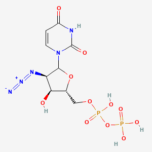 molecular formula C9H13N5O11P2 B1197324 [(2R,3S,4R)-4-azido-5-(2,4-dioxopyrimidin-1-yl)-3-hydroxyoxolan-2-yl]methyl phosphono hydrogen phosphate CAS No. 36792-49-1