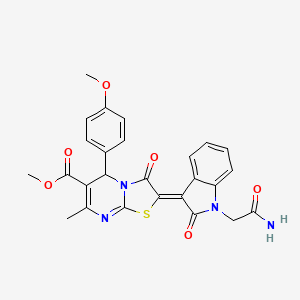 molecular formula C26H22N4O6S B11973242 methyl (2Z)-2-[1-(2-amino-2-oxoethyl)-2-oxo-1,2-dihydro-3H-indol-3-ylidene]-5-(4-methoxyphenyl)-7-methyl-3-oxo-2,3-dihydro-5H-[1,3]thiazolo[3,2-a]pyrimidine-6-carboxylate 