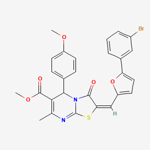 molecular formula C27H21BrN2O5S B11973283 methyl (2E)-2-{[5-(3-bromophenyl)-2-furyl]methylene}-5-(4-methoxyphenyl)-7-methyl-3-oxo-2,3-dihydro-5H-[1,3]thiazolo[3,2-a]pyrimidine-6-carboxylate 