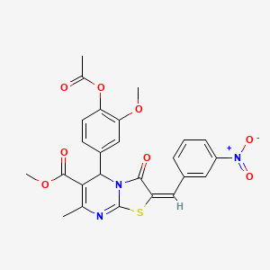 molecular formula C25H21N3O8S B11973316 methyl (2E)-5-[4-(acetyloxy)-3-methoxyphenyl]-7-methyl-2-(3-nitrobenzylidene)-3-oxo-2,3-dihydro-5H-[1,3]thiazolo[3,2-a]pyrimidine-6-carboxylate 