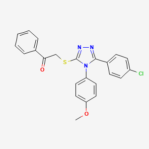 molecular formula C23H18ClN3O2S B11973352 2-{[5-(4-chlorophenyl)-4-(4-methoxyphenyl)-4H-1,2,4-triazol-3-yl]sulfanyl}-1-phenylethanone 