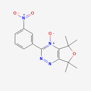 molecular formula C15H16N4O4 B1197343 5,7-Dihydro-5,5,7,7-tetramethyl-3-(3-nitrophenyl)furo(3,4-e)-as-triazine 4-oxide CAS No. 59118-15-9