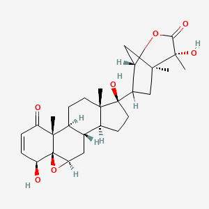 molecular formula C28H38O7 B1197345 (1S,2R,6S,7R,9R,11S,12S,15R,16S)-6,15-dihydroxy-15-[(1S,4R,5S)-4-hydroxy-4,5-dimethyl-3-oxo-2-oxabicyclo[3.2.1]octan-7-yl]-2,16-dimethyl-8-oxapentacyclo[9.7.0.02,7.07,9.012,16]octadec-4-en-3-one CAS No. 76994-39-3