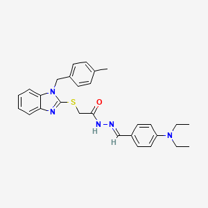 molecular formula C28H31N5OS B11973479 N'-{(E)-[4-(diethylamino)phenyl]methylidene}-2-{[1-(4-methylbenzyl)-1H-benzimidazol-2-yl]sulfanyl}acetohydrazide 