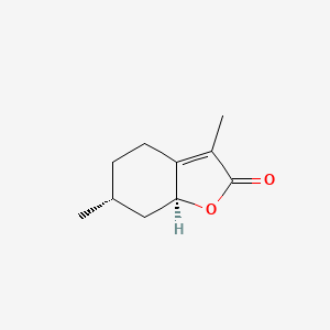 molecular formula C10H14O2 B1197352 2(4H)-benzofuranone, 5,6,7,7a-tetrahydro-3,6-dimethyl-, (6R,7aS)- CAS No. 75684-66-1