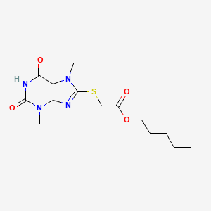 molecular formula C14H20N4O4S B11973545 pentyl [(3,7-dimethyl-2,6-dioxo-2,3,6,7-tetrahydro-1H-purin-8-yl)sulfanyl]acetate 