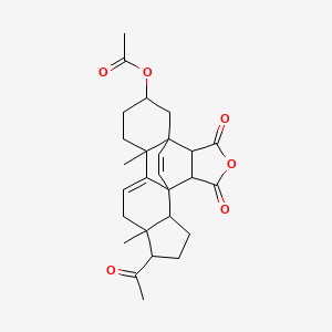 molecular formula C27H32O6 B1197367 17beta-Acetyl-1,2,3,4,6alpha,7alpha,10,12,13,14alpha,16,17-dodecahydro-3beta-hydroxy-10beta,13beta-dimethyl-5beta,8beta-etheno-15H-cyclopenta[a]phenanthrene-6,7-dicarboxylic anhydride acetate CAS No. 25495-42-5
