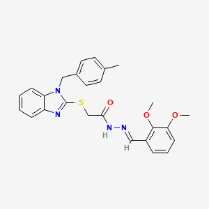 molecular formula C26H26N4O3S B11973951 N'-[(E)-(2,3-dimethoxyphenyl)methylidene]-2-{[1-(4-methylbenzyl)-1H-benzimidazol-2-yl]sulfanyl}acetohydrazide 