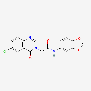 molecular formula C17H12ClN3O4 B11974075 N-(1,3-benzodioxol-5-yl)-2-(6-chloro-4-oxo-3(4H)-quinazolinyl)acetamide 