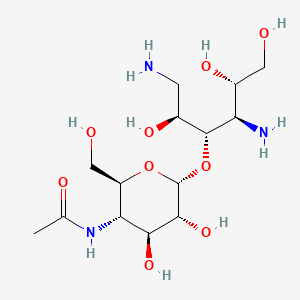 molecular formula C14H29N3O9 B1197419 3-O-(4-(Acetylamino)-4-deoxy-alpha-D-glucopyranosyl)-1,4-diamino-1,4-dideoxy-D-glucitol CAS No. 60502-99-0