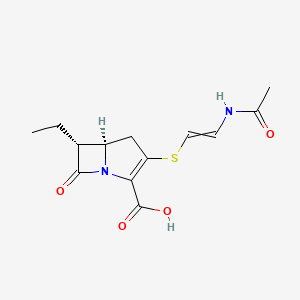 molecular formula C13H16N2O4S B1197424 (5R,6R)-3-(2-acetamidoethenylsulfanyl)-6-ethyl-7-oxo-1-azabicyclo[3.2.0]hept-2-ene-2-carboxylic acid 