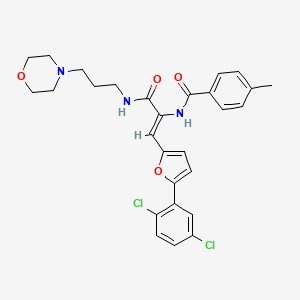 molecular formula C28H29Cl2N3O4 B11974341 N-[(Z)-2-[5-(2,5-dichlorophenyl)-2-furyl]-1-({[3-(4-morpholinyl)propyl]amino}carbonyl)ethenyl]-4-methylbenzamide 