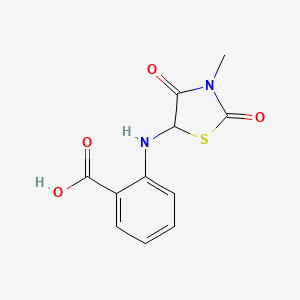 molecular formula C11H10N2O4S B1197437 2-(3-Methyl-2,4-dioxo-thiazolidin-5-ylamino)-benzoic acid CAS No. 1009162-76-8