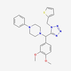 molecular formula C25H28N6O2S B1197441 1-[(3,4-Dimethoxyphenyl)-[1-(thiophen-2-ylmethyl)-5-tetrazolyl]methyl]-4-phenylpiperazine 