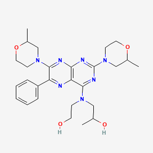 molecular formula C27H37N7O4 B1197447 2-Propanol, 1-((2,7-bis(2-methyl-4-morpholinyl)-6-phenyl-4-pteridinyl)(2-hydroxyethyl)amino)- CAS No. 25000-95-7