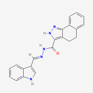 molecular formula C21H17N5O B11974526 N'-[(E)-1H-indol-3-ylmethylidene]-4,5-dihydro-1H-benzo[g]indazole-3-carbohydrazide 
