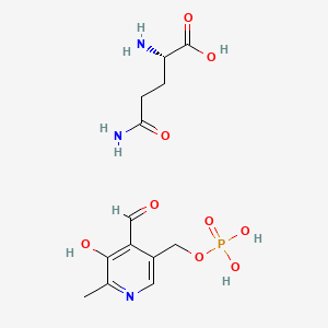 molecular formula C13H20N3O9P B1197459 (S)-2,5-Diamino-5-oxopentanoicacidcompoundwith(4-formyl-5-hydroxy-6-methylpyridin-3-yl)methyldihydrogenphosphate(1:1) CAS No. 62055-05-4