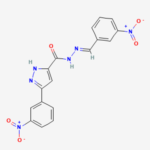 molecular formula C17H12N6O5 B11974658 N'-(3-nitrobenzylidene)-3-(3-nitrophenyl)-1H-pyrazole-5-carbohydrazide CAS No. 302918-43-0
