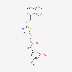 molecular formula C23H21N3O3S3 B11974681 N-(3,5-dimethoxyphenyl)-2-({5-[(naphthalen-1-ylmethyl)sulfanyl]-1,3,4-thiadiazol-2-yl}sulfanyl)acetamide 