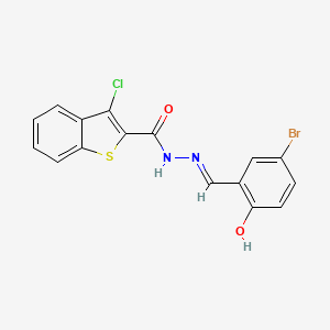 molecular formula C16H10BrClN2O2S B11974831 N'-[(E)-(5-bromo-2-hydroxyphenyl)methylidene]-3-chloro-1-benzothiophene-2-carbohydrazide 