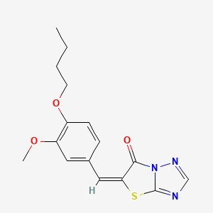 molecular formula C16H17N3O3S B11974956 (5E)-5-(4-butoxy-3-methoxybenzylidene)[1,3]thiazolo[3,2-b][1,2,4]triazol-6(5H)-one 