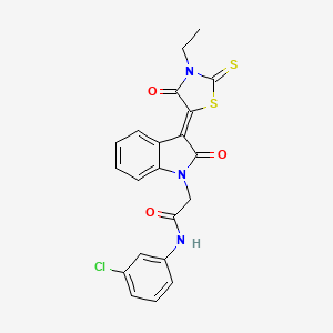 molecular formula C21H16ClN3O3S2 B11974972 N-(3-chlorophenyl)-2-[(3Z)-3-(3-ethyl-4-oxo-2-thioxo-1,3-thiazolidin-5-ylidene)-2-oxo-2,3-dihydro-1H-indol-1-yl]acetamide 