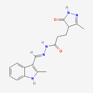 molecular formula C17H19N5O2 B11975095 N'-[(E)-(2-Methyl-1H-indol-3-YL)methylidene]-3-(3-methyl-5-oxo-4,5-dihydro-1H-pyrazol-4-YL)propanohydrazide 