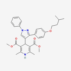 molecular formula C31H35N3O5 B11975162 dimethyl 4-{3-[4-(isopentyloxy)phenyl]-1-phenyl-1H-pyrazol-4-yl}-2,6-dimethyl-1,4-dihydro-3,5-pyridinedicarboxylate 