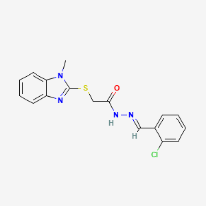 molecular formula C17H15ClN4OS B11975376 N'-[(E)-(2-chlorophenyl)methylidene]-2-[(1-methyl-1H-benzimidazol-2-yl)sulfanyl]acetohydrazide 