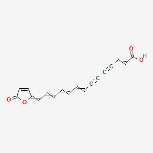 molecular formula C18H12O4 B1197542 2,8,10,12-十四四烯-4,6-二炔酸，14-(5-氧代-2(5H)-呋喃亚甲基)-，(2E,8E,10E,12E,14Z)- 