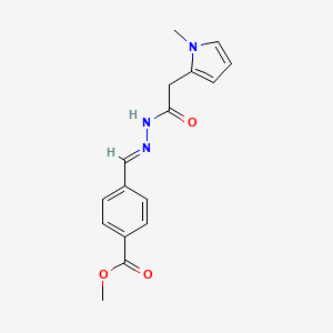 molecular formula C16H17N3O3 B11975434 methyl 4-[(E)-{2-[(1-methyl-1H-pyrrol-2-yl)acetyl]hydrazinylidene}methyl]benzoate 