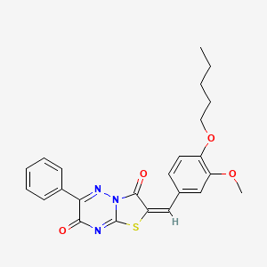 molecular formula C24H23N3O4S B11975438 (2E)-2-[3-methoxy-4-(pentyloxy)benzylidene]-6-phenyl-7H-[1,3]thiazolo[3,2-b][1,2,4]triazine-3,7(2H)-dione 