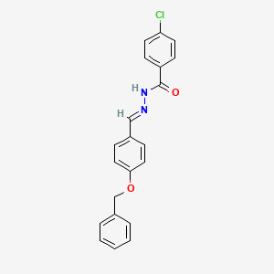 molecular formula C21H17ClN2O2 B11975581 N'-{(E)-[4-(benzyloxy)phenyl]methylidene}-4-chlorobenzohydrazide CAS No. 303083-35-4