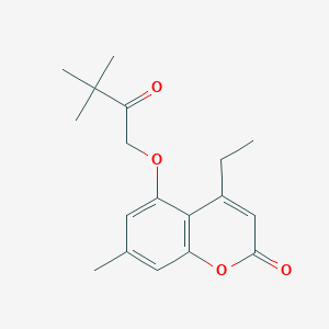molecular formula C18H22O4 B1197560 5-(3,3-dimethyl-2-oxobutoxy)-4-ethyl-7-methyl-2H-chromen-2-one 
