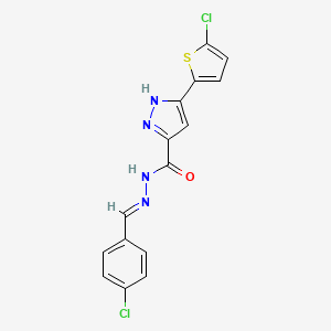 molecular formula C15H10Cl2N4OS B11975679 N'-(4-Chlorobenzylidene)-3-(5-chloro-2-thienyl)-1H-pyrazole-5-carbohydrazide CAS No. 303106-99-2