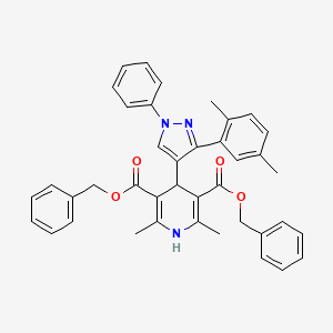 molecular formula C40H37N3O4 B11975685 Dibenzyl 4-[3-(2,5-dimethylphenyl)-1-phenyl-1H-pyrazol-4-YL]-2,6-dimethyl-1,4-dihydro-3,5-pyridinedicarboxylate 