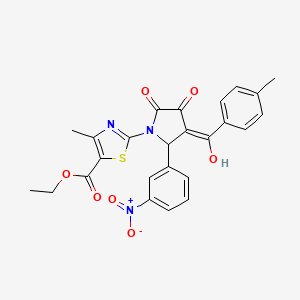 molecular formula C25H21N3O7S B11975800 Ethyl 2-[3-hydroxy-4-(4-methylbenzoyl)-5-(3-nitrophenyl)-2-oxo-2,5-dihydro-1H-pyrrol-1-YL]-4-methyl-1,3-thiazole-5-carboxylate 