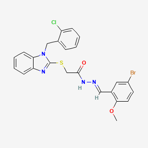 molecular formula C24H20BrClN4O2S B11975854 N'-[(E)-(5-bromo-2-methoxyphenyl)methylidene]-2-{[1-(2-chlorobenzyl)-1H-benzimidazol-2-yl]sulfanyl}acetohydrazide 