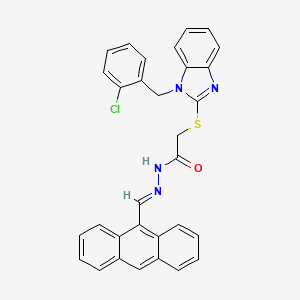 molecular formula C31H23ClN4OS B11975864 N'-[(E)-9-anthrylmethylidene]-2-{[1-(2-chlorobenzyl)-1H-benzimidazol-2-yl]thio}acetohydrazide 